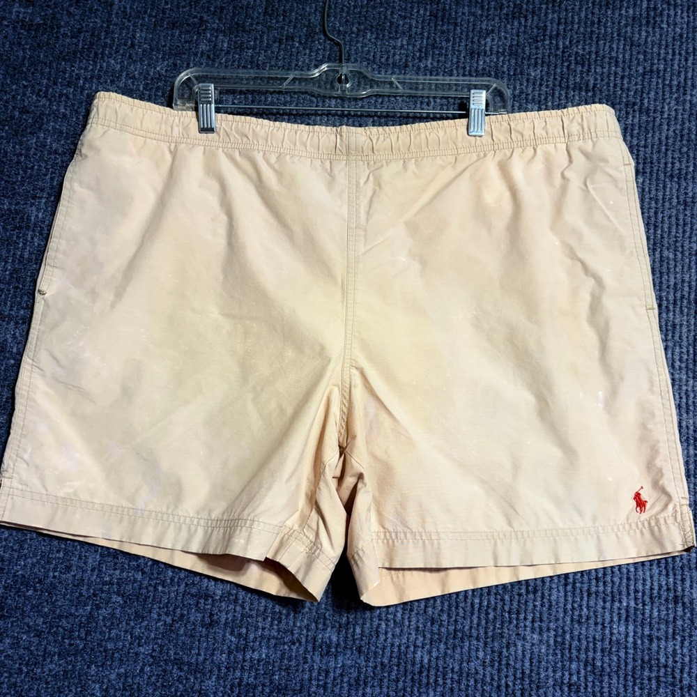 VTG Polo Sport Ralph Lauren Mens XL Tan Swim Trunks Board Shorts Mesh Lined READ